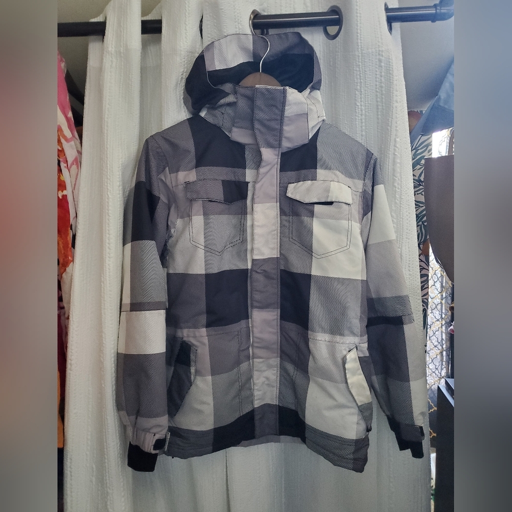 Iceberg Kids Checkered Puffer Jacket - Black, Gray, and White